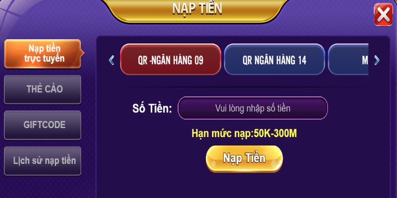 Cách nạp tiền 68 Game Bài nhanh chóng qua ngân hàng 